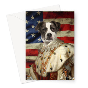 His Majesty USA Flag: Custom Pet Greeting Card - Paw & Glory - Dog Portraits - Pet Portraits