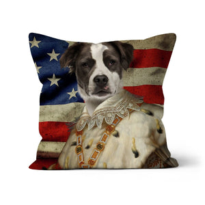 His Majesty USA Flag: Custom Pet Pillow - Paw & Glory - Dog Portraits - Pet Portraits