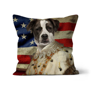 His Majesty USA Flag: Custom Pet Pillow - Paw & Glory - Dog Portraits - Pet Portraits