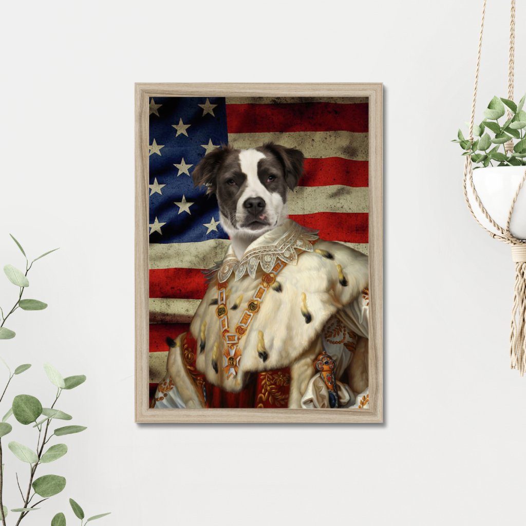 His Majesty USA Flag: Custom Pet Portrait - Paw & Glory - Dog Portraits - Pet Portraits