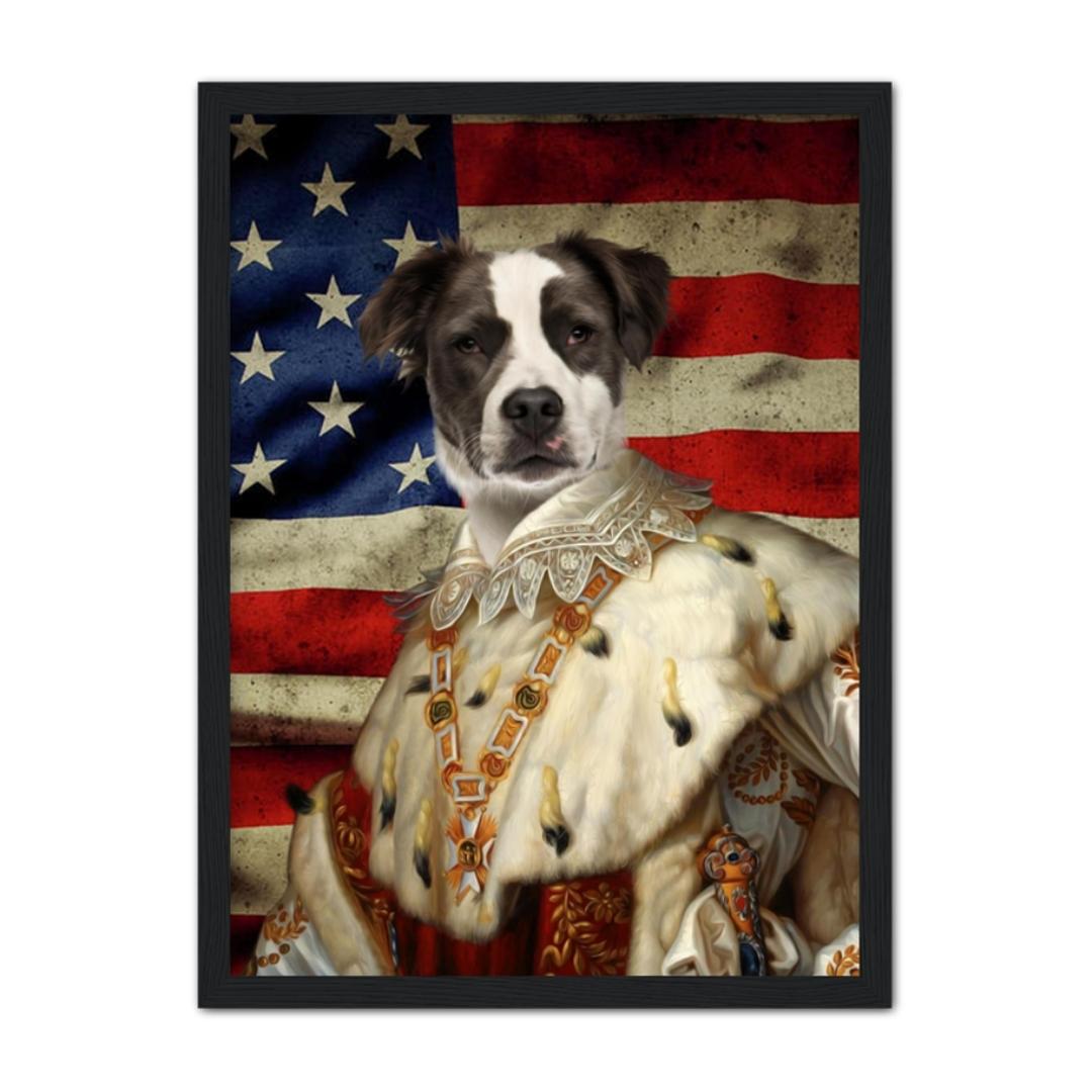 His Majesty USA Flag: Custom Pet Portrait - Paw & Glory - Dog Portraits - Pet Portraits