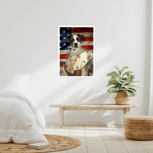 His Majesty USA Flag: Custom Pet Poster - Paw & Glory - Dog Portraits - Pet Portraits