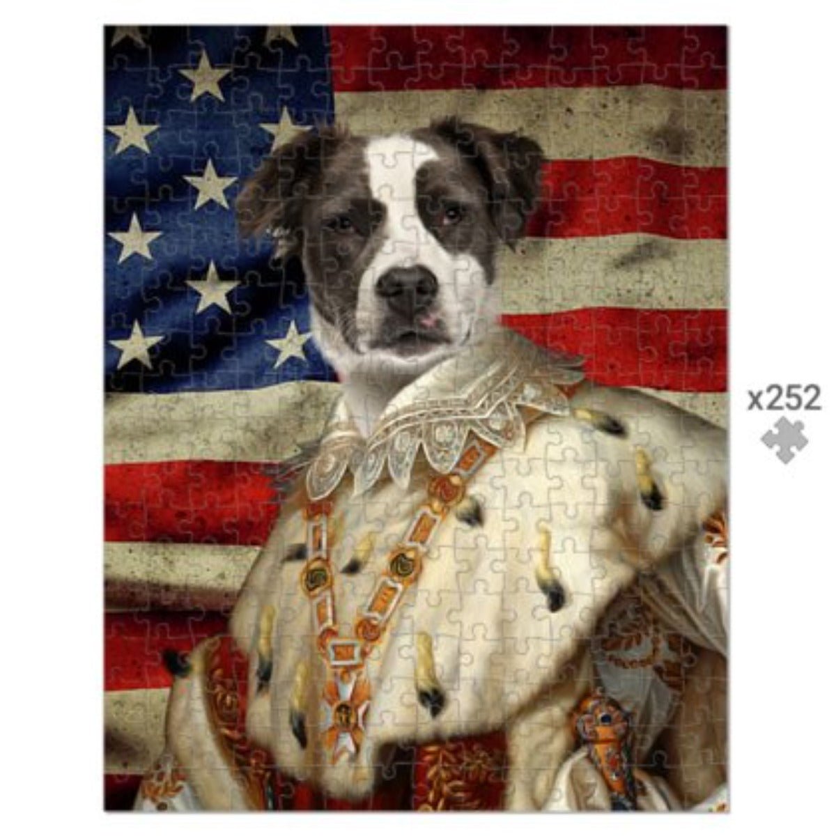 His Majesty USA Flag: Custom Pet Puzzle - Paw & Glory - Dog Portraits - Pet Portraits