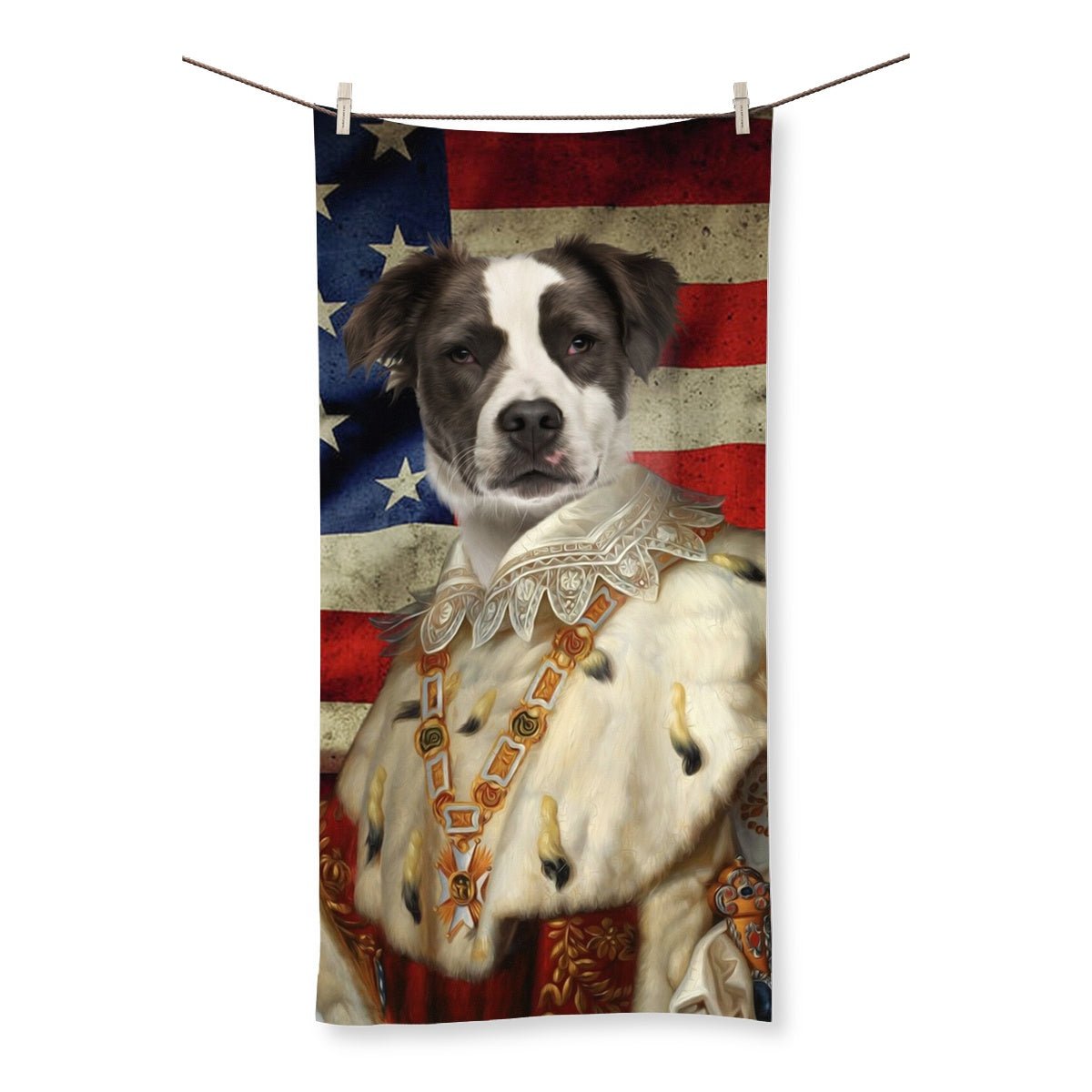 His Majesty USA Flag: Custom Pet Towel - Paw & Glory - Dog Portraits - Pet Portraits