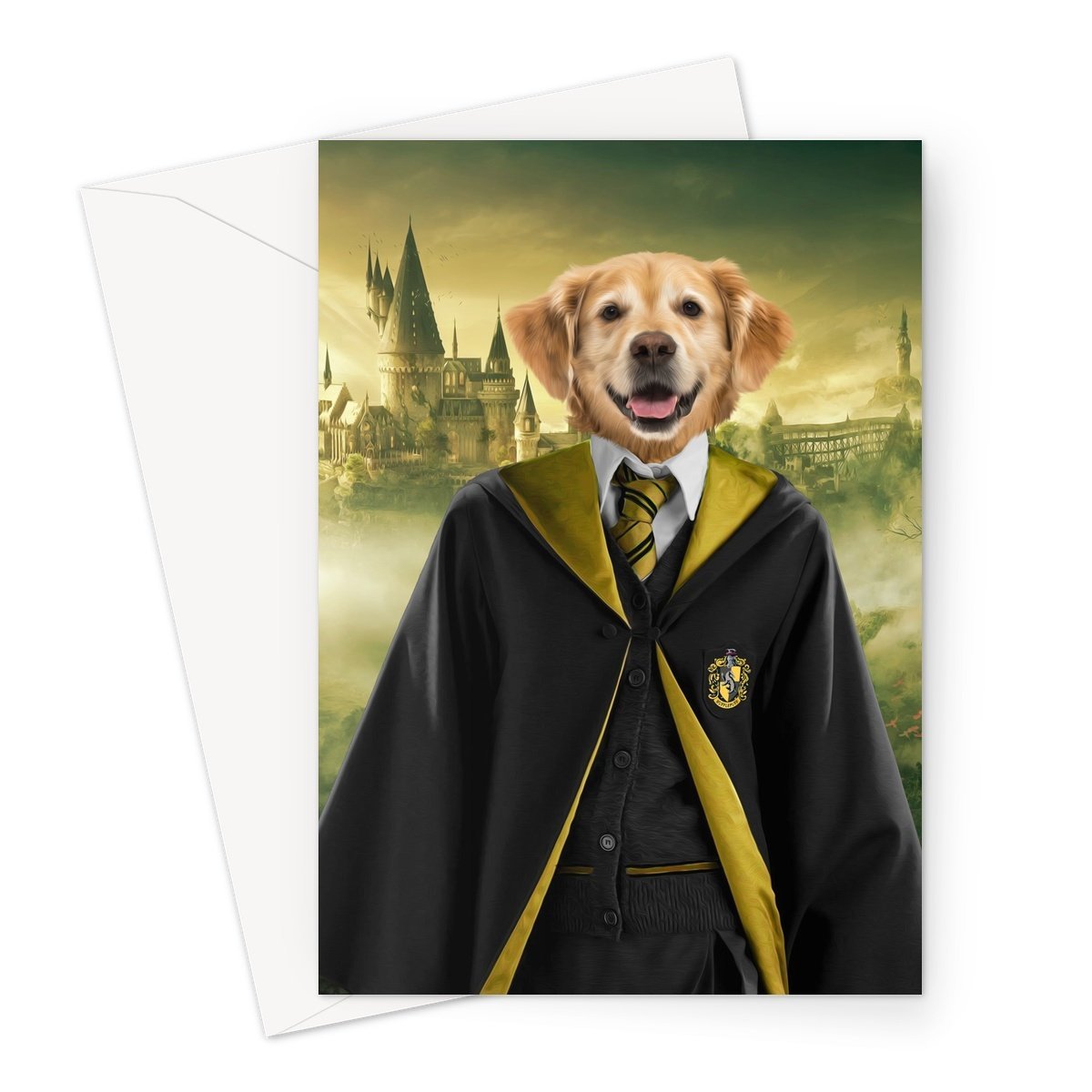 Hufflepuff (Harry Potter Inspired): Custom Pet Greeting Card - Paw & Glory - Dog Portraits - Pet Portraits