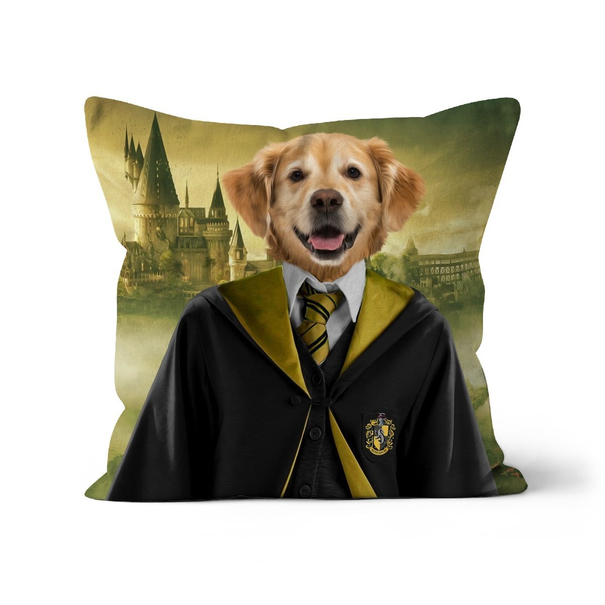 Hufflepuff (Harry Potter Inspired): Custom Pet Pillow - Paw & Glory - Dog Portraits - Pet Portraits