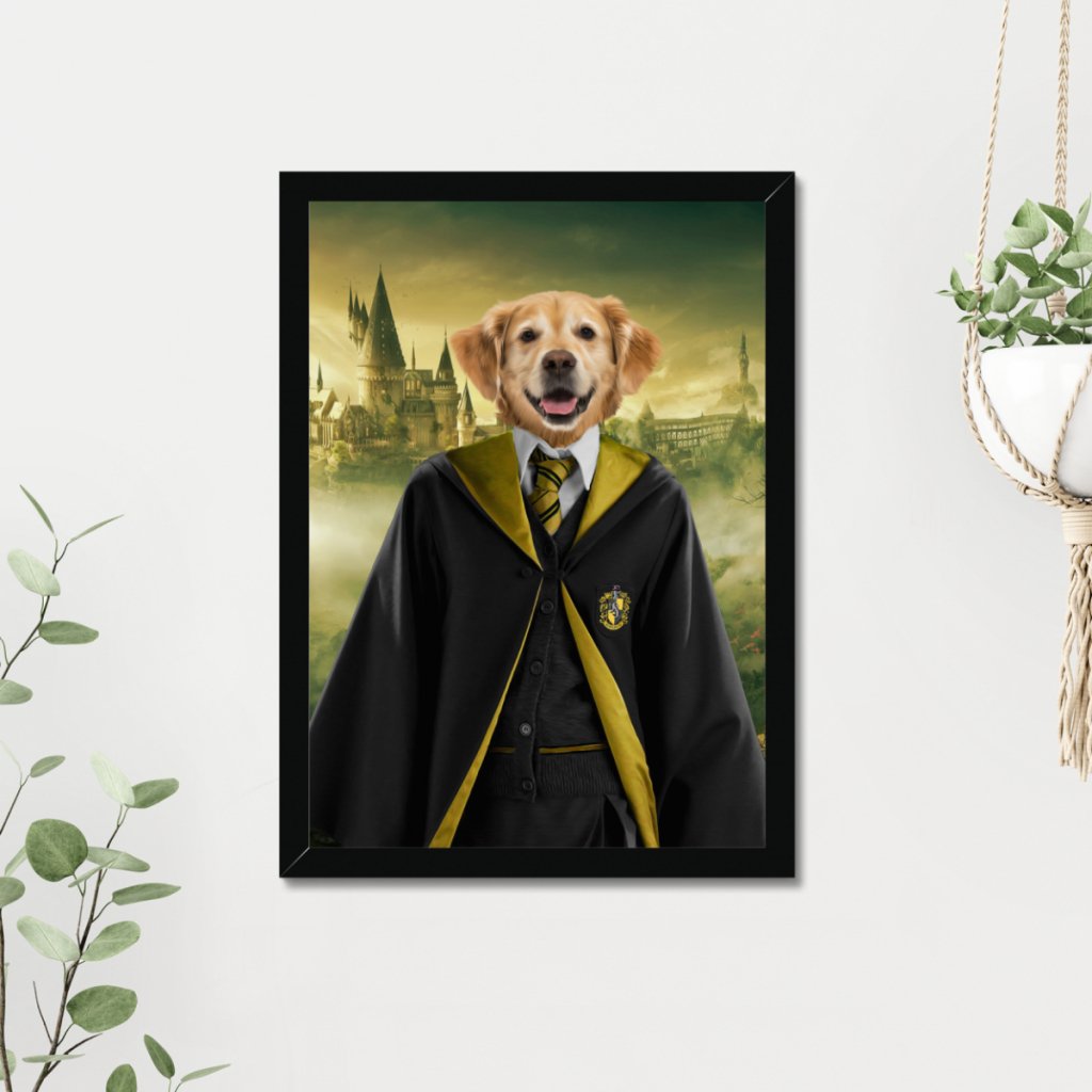 Hufflepuff (Harry Potter Inspired): Custom Pet Portrait - Paw & Glory - Dog Portraits - Pet Portraits