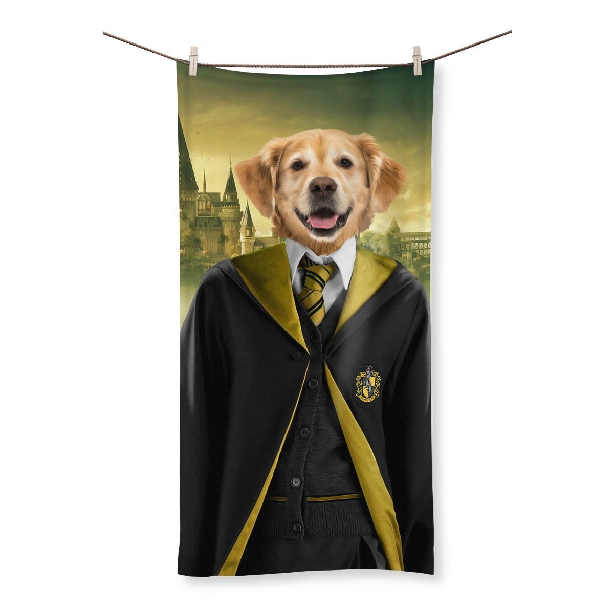 Hufflepuff (Harry Potter Inspired): Custom Pet Towel - Paw & Glory - Dog Portraits - Pet Portraits