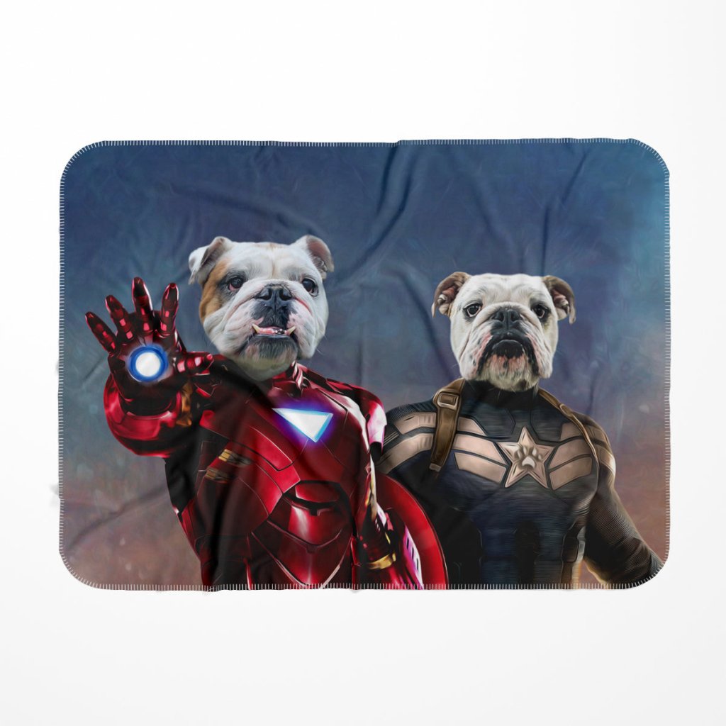 Iron Paw & Captain Pawmerica: Custom Pet Blanket - Paw & Glory - Dog Portraits - Pet Portraits