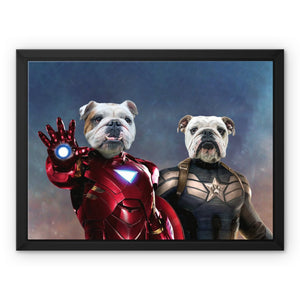 Iron Paw & Captain Pawmerica: Custom Pet Canvas - Paw & Glory - Dog Portraits - Pet Portraits