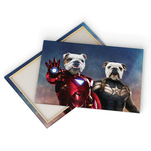 Iron Paw & Captain Pawmerica: Custom Pet Canvas - Paw & Glory - Dog Portraits - Pet Portraits