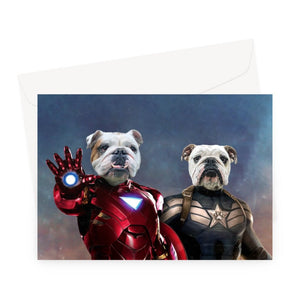 Iron Paw & Captain Pawmerica: Custom Pet Greeting Card - Paw & Glory - Dog Portraits - Pet Portraits