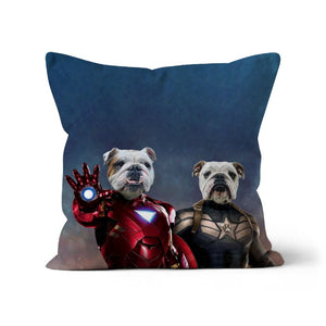 Iron Paw & Captain Pawmerica: Custom Pet Pillow - Paw & Glory - Dog Portraits - Pet Portraits