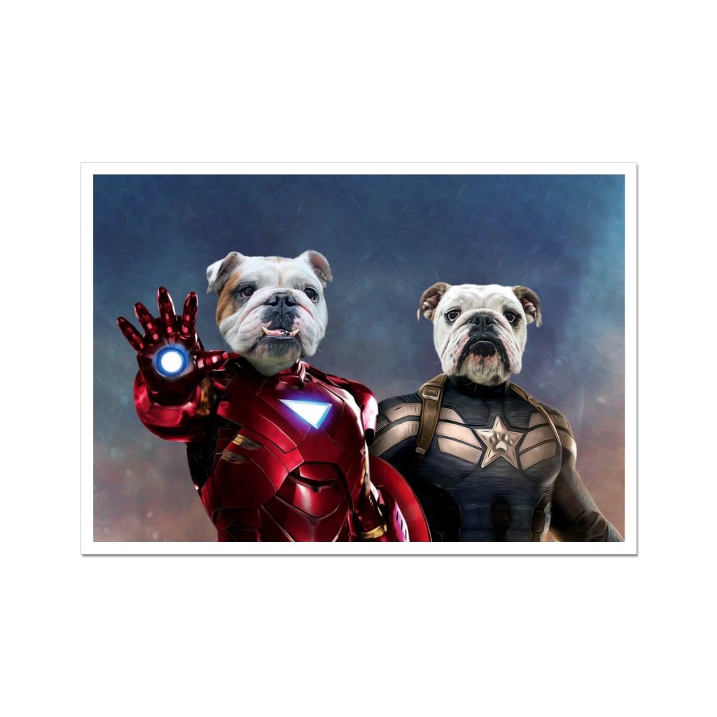 Iron Paw & Captain Pawmerica: Custom Pet Poster - Paw & Glory - Dog Portraits - Pet Portraits