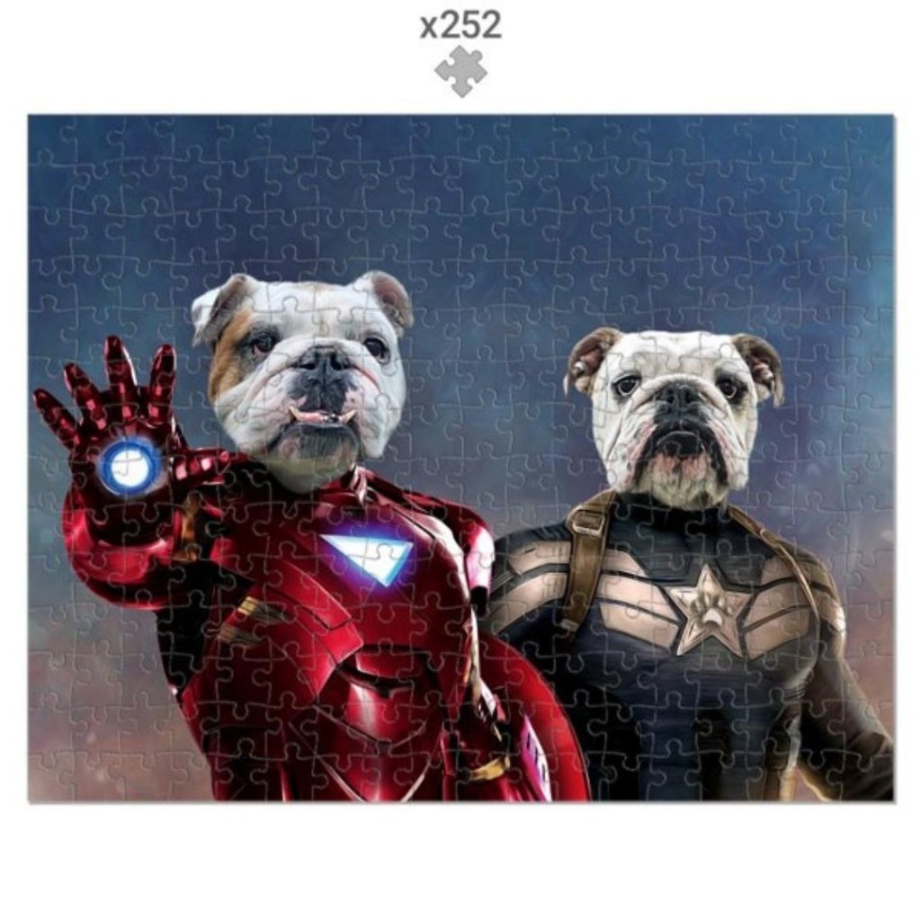 Iron Paw & Captain Pawmerica: Custom Pet Puzzle - Paw & Glory - Dog Portraits - Pet Portraits