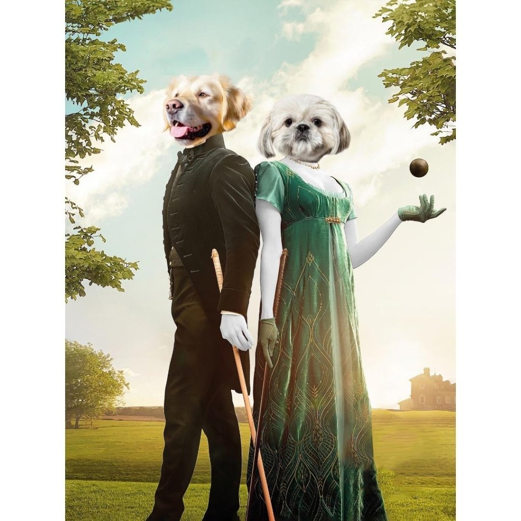 Kate & Anthony (Bridgerton Inspired): Custom Digital Download Pet Portrait - Paw & Glory - Dog Portraits - Pet Portraits