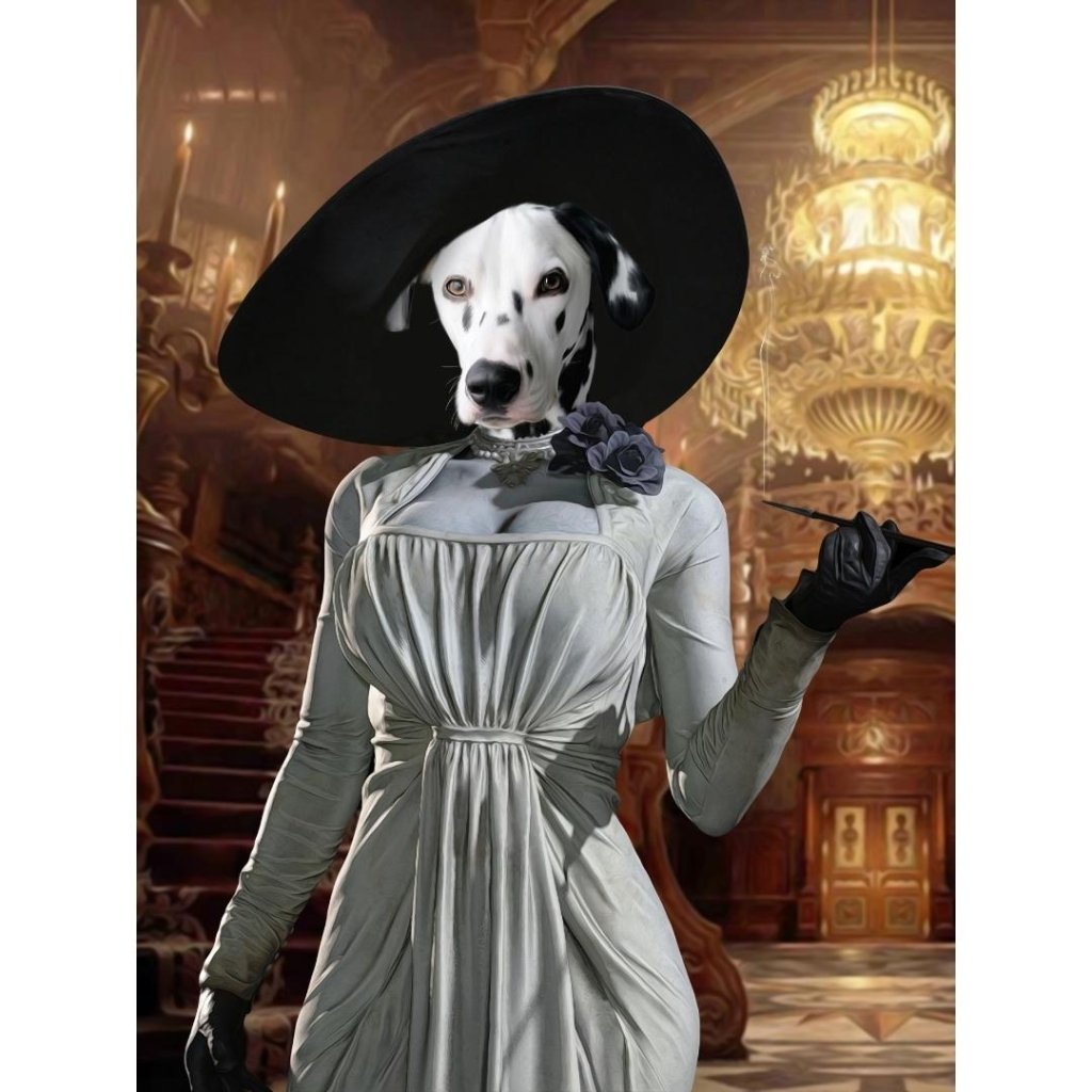 Lady Dimitrescu (Resident Evil Inspired): Custom Digital Download Pet Portrait - Paw & Glory - Dog Portraits - Pet Portraits