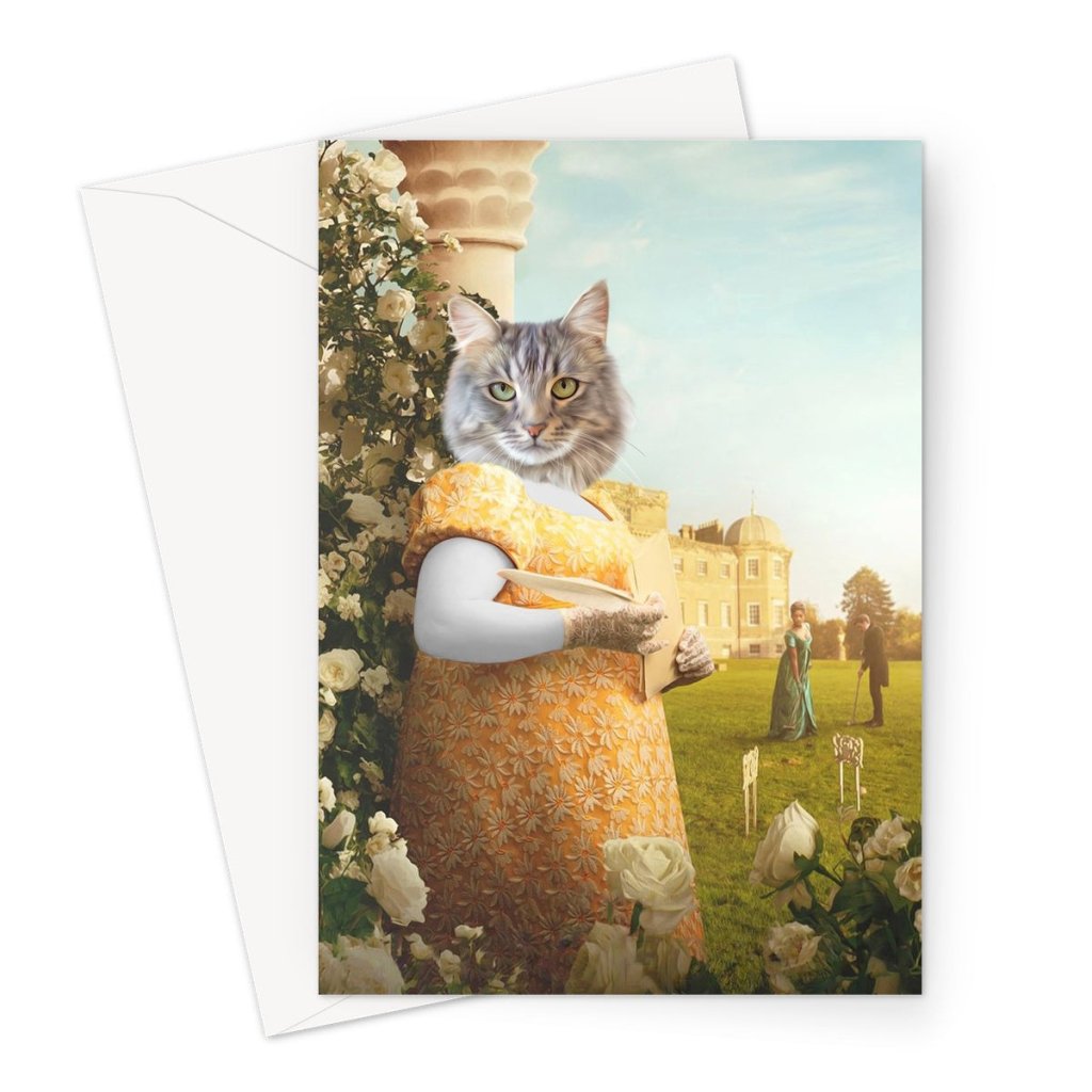 Lady Whistledown (Bridgerton Inspired): Custom Pet Greeting Card - Paw & Glory - Dog Portraits - Pet Portraits