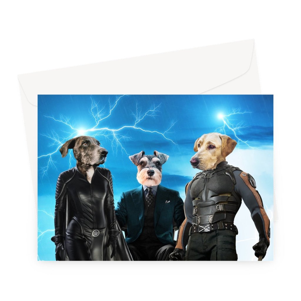 Marvellous Trio: Custom Pet Greeting Card - Paw & Glory - #pet portraits# - #dog portraits# - #pet portraits uk#