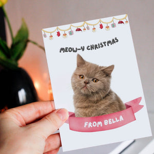 Meowy Christmas Minimalist Greetings Cards - Paw & Glory - Dog Portraits - Pet Portraits