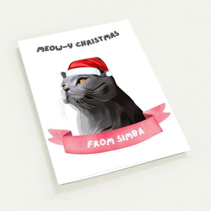 Meowy Christmas Modern Cat Greetings Cards - Paw & Glory - Dog Portraits - Pet Portraits