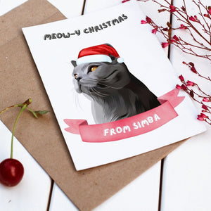 Meowy Christmas Modern Cat Greetings Cards - Paw & Glory - Dog Portraits - Pet Portraits