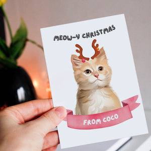 Meowy Christmas Modern Cat Greetings Cards - Paw & Glory - Dog Portraits - Pet Portraits