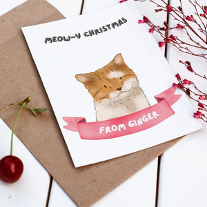 Meowy Christmas Watercolour Cat Greetings Cards - Paw & Glory - Dog Portraits - Pet Portraits