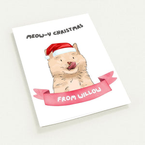 Meowy Christmas Watercolour Cat Greetings Cards - Paw & Glory - Dog Portraits - Pet Portraits