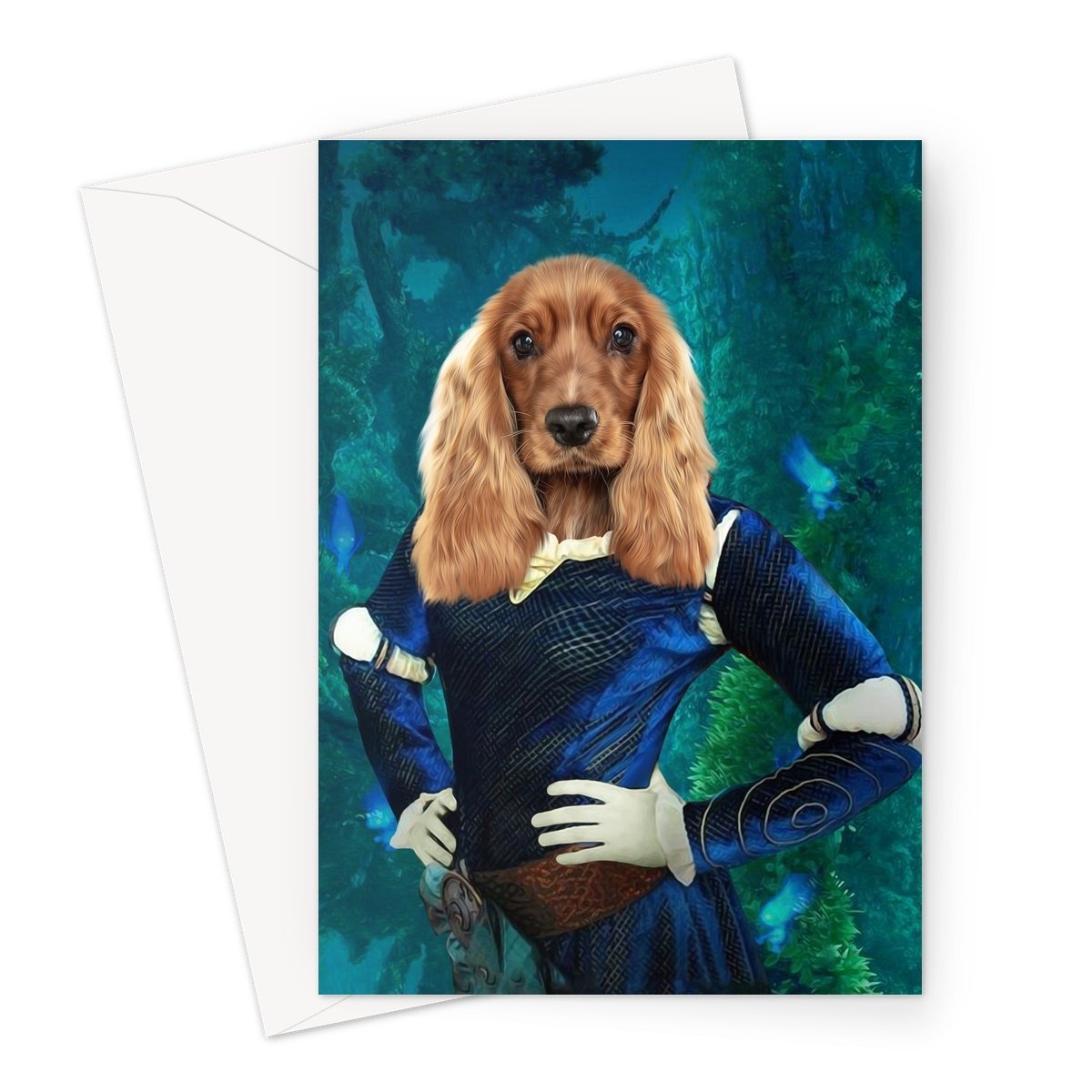 Merida (Brave Inspired): Custom Pet Greeting Card - Paw & Glory - Dog Portraits - Pet Portraits