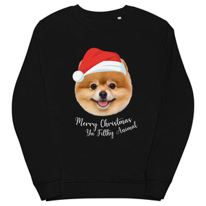 Merry Christmas Ya Filthy Animal Minimalist Pet Face Sweatshirt - Paw & Glory - Dog Portraits - Pet Portraits