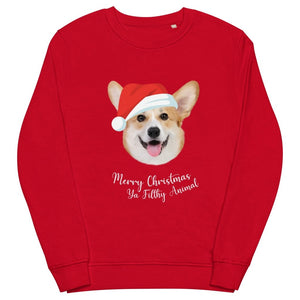 Merry Christmas Ya Filthy Animal Minimalist Pet Face Sweatshirt - Paw & Glory - Dog Portraits - Pet Portraits