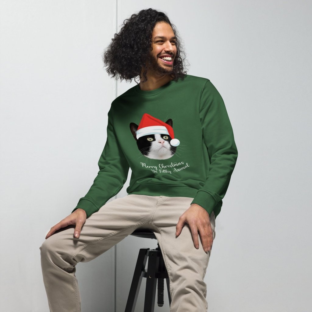 Merry Christmas Ya Filthy Animal Minimalist Pet Face Sweatshirt - Paw & Glory - Dog Portraits - Pet Portraits