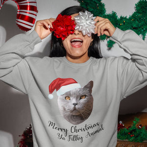 Merry Christmas Ya Filthy Animal Modern Pet Face Sweatshirt - Paw & Glory - Dog Portraits - Pet Portraits