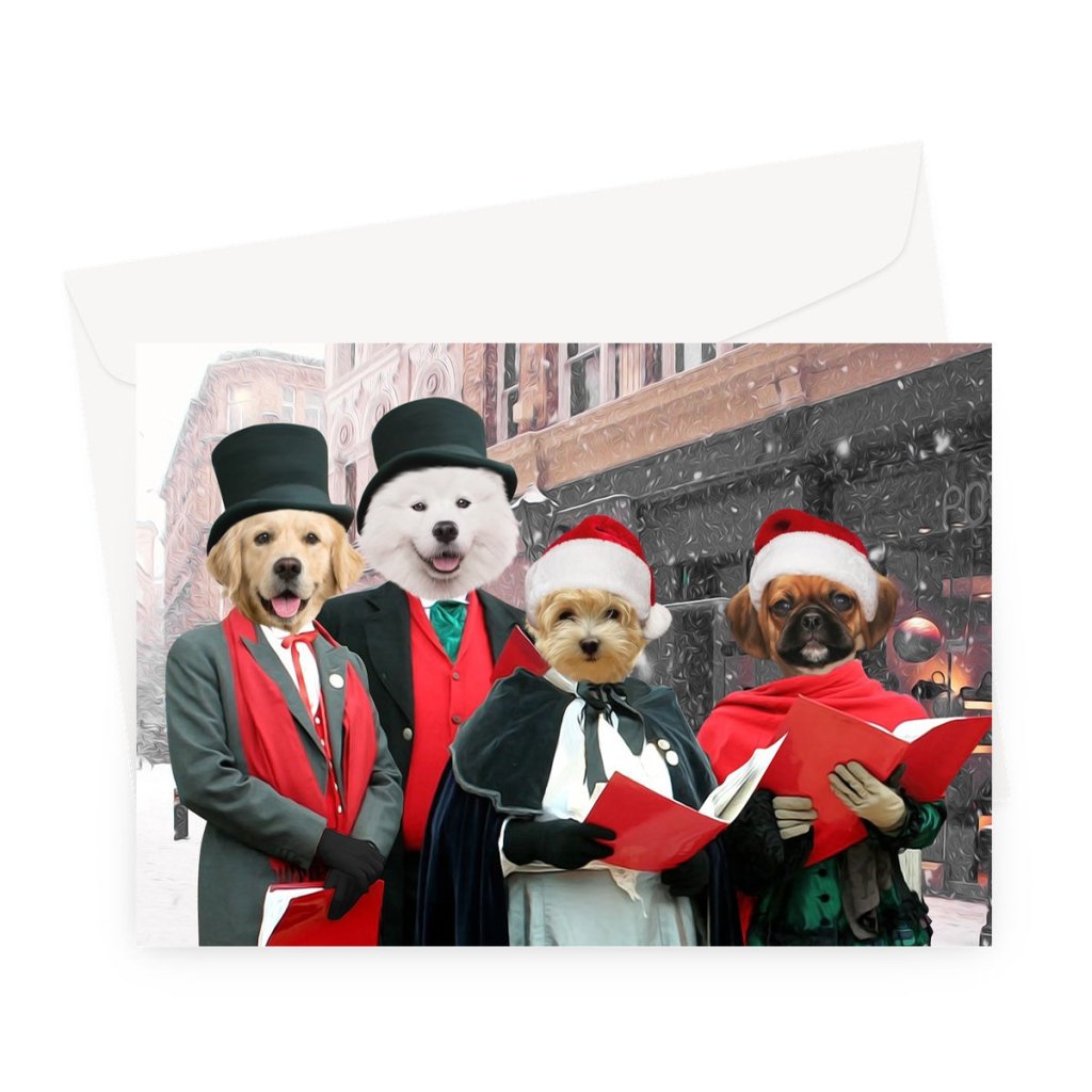 Merry Melodies Choir: Custom Pet Greeting Card - Paw & Glory - Dog Portraits - Pet Portraits