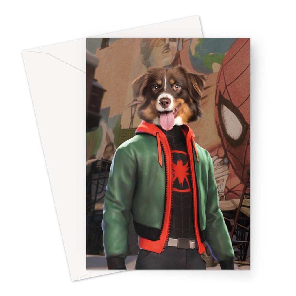 Miles Morales (Marvel Inspired): Custom Pet Greeting Card - Paw & Glory - Dog Portraits - Pet Portraits