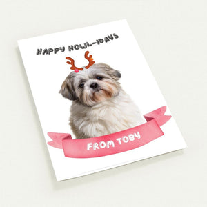 Minimalist Happy Howlidays Christmas Cards - Paw & Glory - Dog Portraits - Pet Portraits