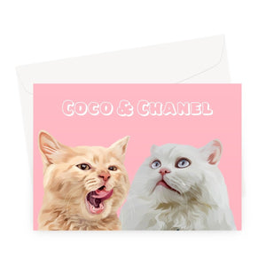 Modern: Custom 2 Pet Greeting Card - Paw & Glory - Dog Portraits - Pet Portraits