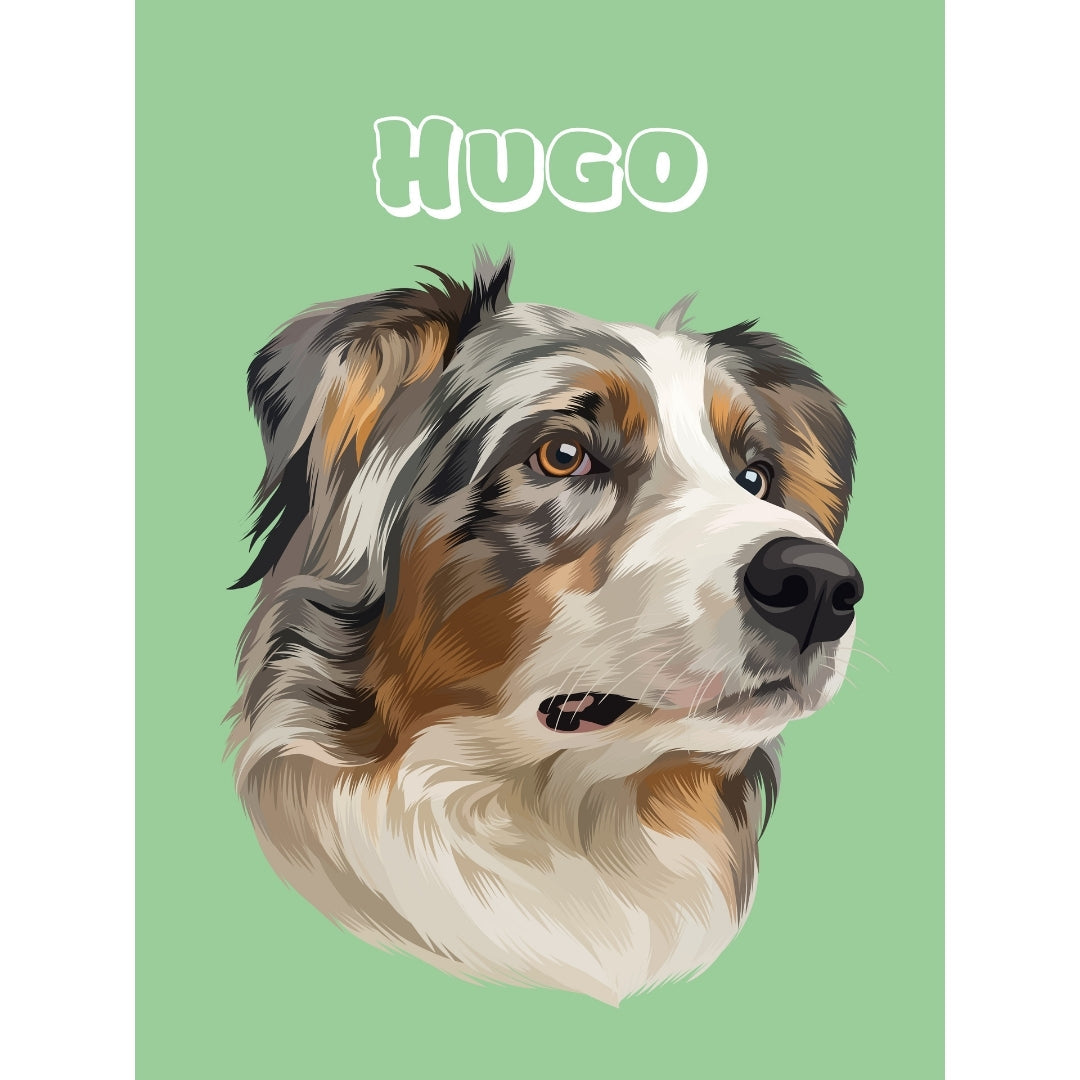 Modern: Custom Digital Download Pet Portrait - Paw & Glory - Dog Portraits - Pet Portraits