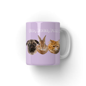 Modern: Custom Four Pet Coffee Mug - Paw & Glory - Dog Portraits - Pet Portraits