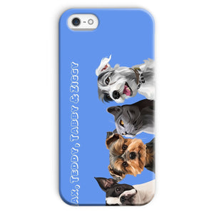 Modern: Custom Four Pet Phone Case (Half Body) - Paw & Glory - Dog Portraits - Pet Portraits