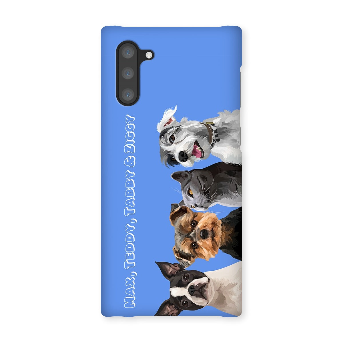 Modern: Custom Four Pet Phone Case (Half Body) - Paw & Glory - Dog Portraits - Pet Portraits