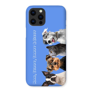 Modern: Custom Four Pet Phone Case (Half Body) - Paw & Glory - Dog Portraits - Pet Portraits