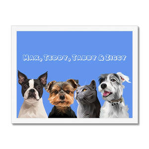 Modern: Custom Four Pet Portrait (Half Body) - Paw & Glory - Dog Portraits - Pet Portraits