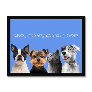 Modern: Custom Four Pet Portrait (Half Body) - Paw & Glory - Dog Portraits - Pet Portraits