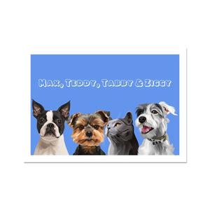 Modern: Custom Four Pet Portrait (Half Body) - Paw & Glory - Dog Portraits - Pet Portraits