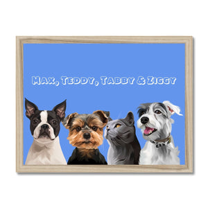 Modern: Custom Four Pet Portrait (Half Body) - Paw & Glory - Dog Portraits - Pet Portraits