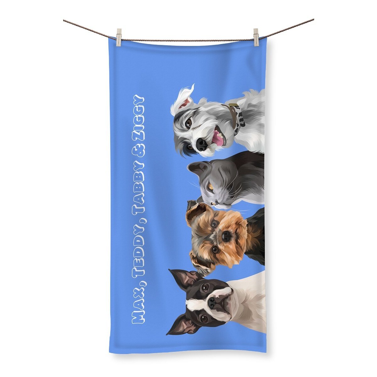 Modern: Custom Four Pet Towel (Half Body) - Paw & Glory - Dog Portraits - Pet Portraits