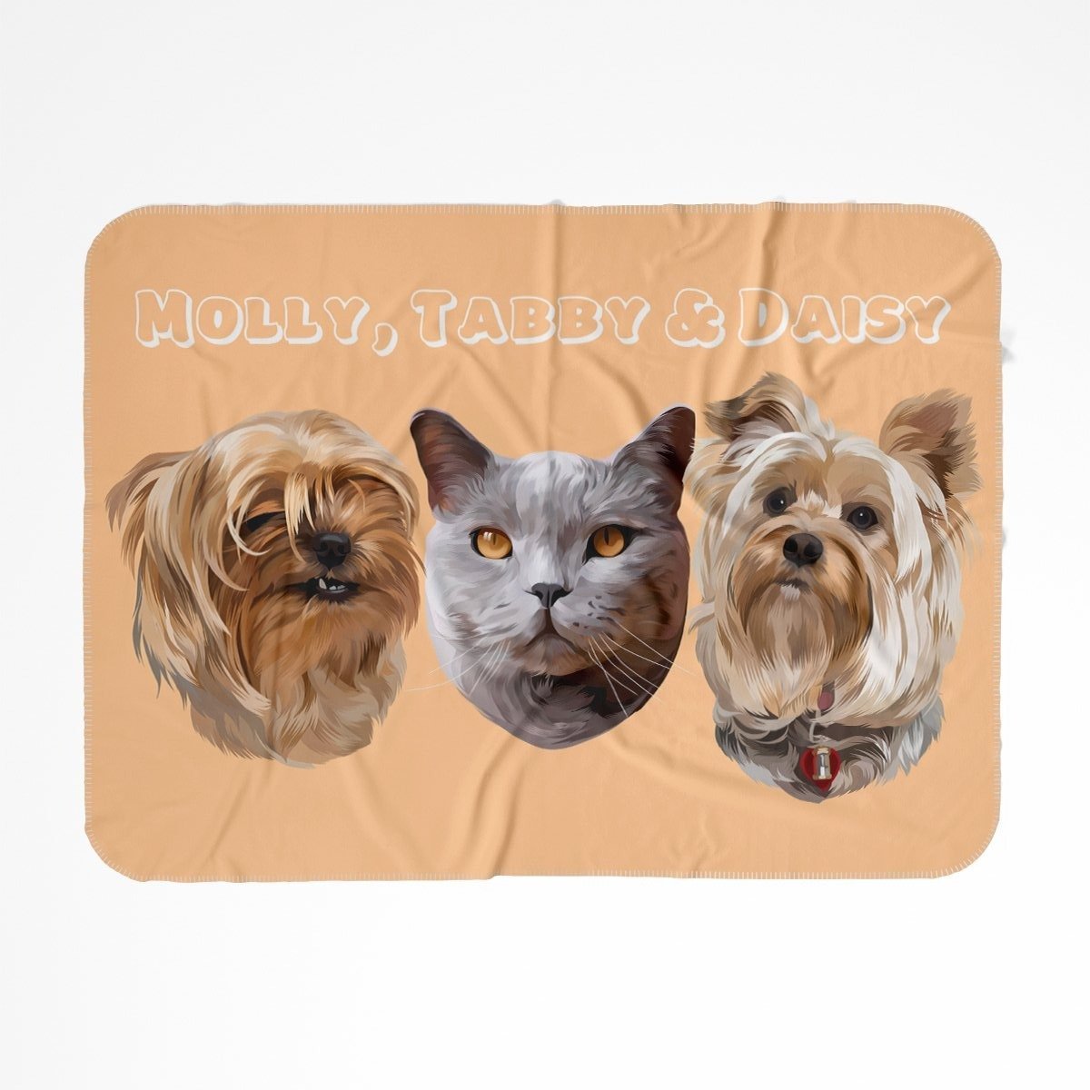 Modern: Custom Three Pet Blanket - Paw & Glory - Dog Portraits - Pet Portraits