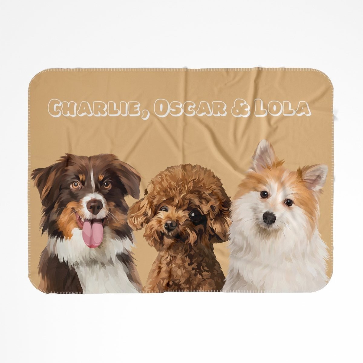 Modern: Custom Three Pet Blanket (Half Body) - Paw & Glory - Dog Portraits - Pet Portraits